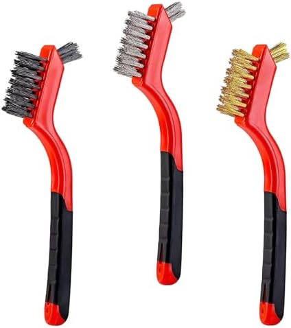 YiwerDer 3Pcs Mini Wire Brush Set, Stainless Steel/Brass/Nylon Bristles Wire by YiwerDer