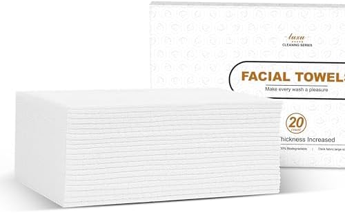 Disposable Face Towel, Biodegradable Facial Towels 9.8"×9.8" by LUXU