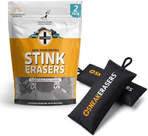 StinkERASERS Activated Charcoal Shoe Deodorizer Bags, 2 Pack by FTIBrands