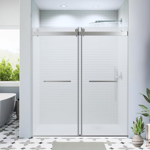56-60 in W x 76 in H Double Sliding Frameless Soft-Close Shower Door by Jovianca