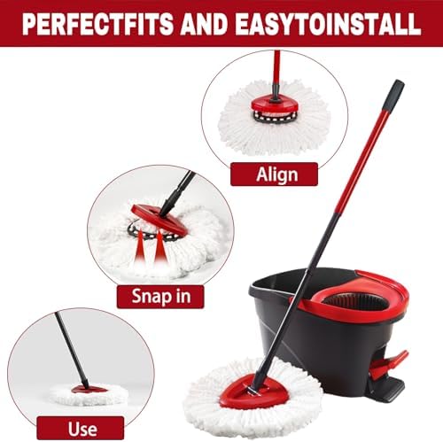 4Pcs Mop Head Replacement Set for EasyWring Spin Mop Refills 1-Tank System - Image 3