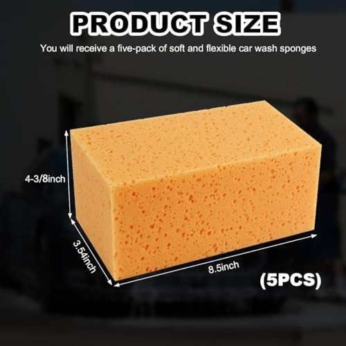 5PCS Car Wash Sponges, 8.5"×4.4"×3.5" Large Extra Soft Coral Non Scratch Sponge - Image 2