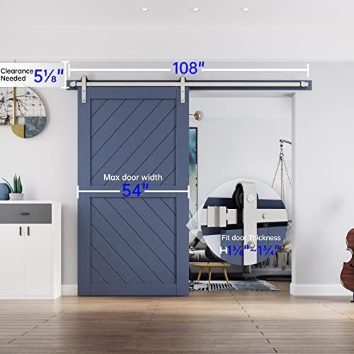 EaseLife 9 FT Brushed Nickel Sliding Barn Door Hardware Track Kit, Basic J - Image 6