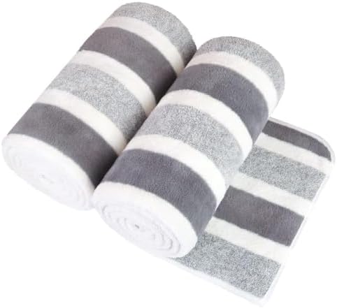JML Bath Towels, 2 Pack, 27x55 in, Microfiber, Stripe Grey by JML
