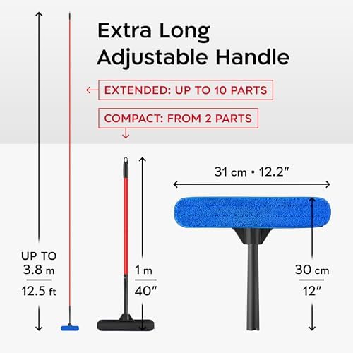 Tyroler Window Squeegee with Extension Pole 1-12.5ft | Window Cleaner Tool - Image 6