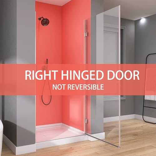 GETPRO Frameless Pivot Shower Door Hinged 30 in. W x 72 in. H Swing Single - Image 2