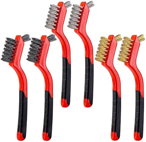 YiwerDer 6Pcs Mini Wire Brush Set, Stainless Steel/Brass/Nylon Bristles Wire by YiwerDer
