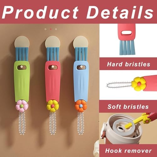 3-in-1 Rotatable Cup Lid Gap Cleaning Brush Set – 3 Pcs - Image 3