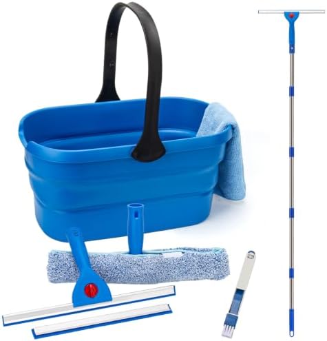 Window Squeegee Kit with 3 Gallon Collapsible Bucket by KeFanta