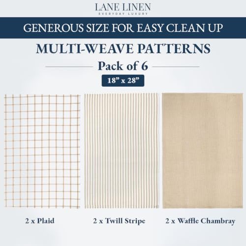 LANE LINEN Kitchen Dish Towels 100% Cotton Soft & Absorbent 6 Pack - Image 2