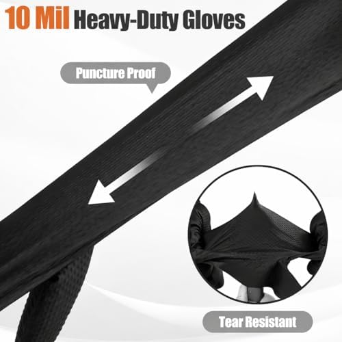 TREEGO 10 Mil Heavy Duty Black Nitrile Mechanic Gloves - Image 6