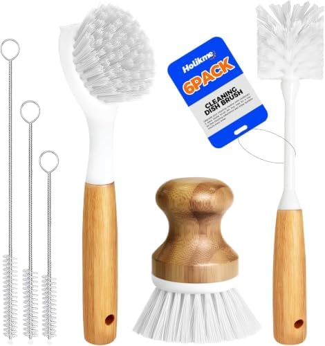 Holikme 6 Pack Dish Brush with Bottle Brush Scrub Brush Straw by Holikme