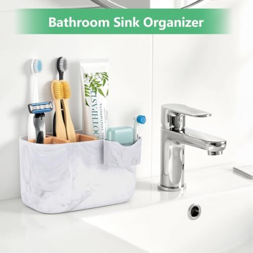 GFWARE Marble Toothbrush Holder, Bathroom Storage Organizer - Image 3