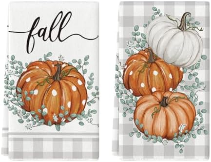 Artoid Mode Pumpkin Leaves Fall Kitchen Towels Set of 2 18x26 Inch by ArtoidMode