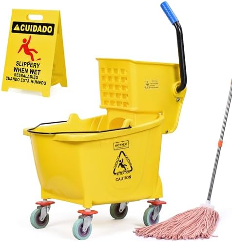 Matthew Cleaning 34 Quart Commercial Mop Bucket INCL.Wet String Mop by MATTHEWCLEANINGPRODUCTS