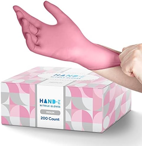 Hand-E Touch Pink Nitrile Disposable Gloves by Hand-E