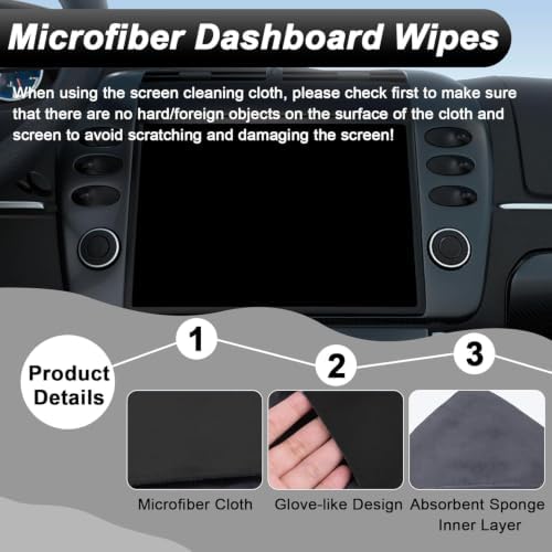 BFXM 2PCS Car Screen Cleaner, 4.1''×4.1'' Black Microfiber Dashboard Wipes - Image 3