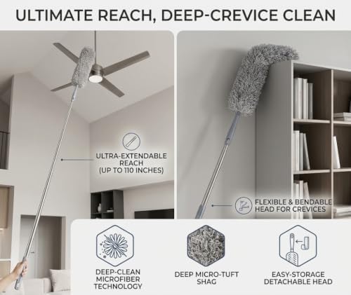 Microfiber Gap Duster with Extendable Long Handle, Bendable Cleaning Tool - Image 4