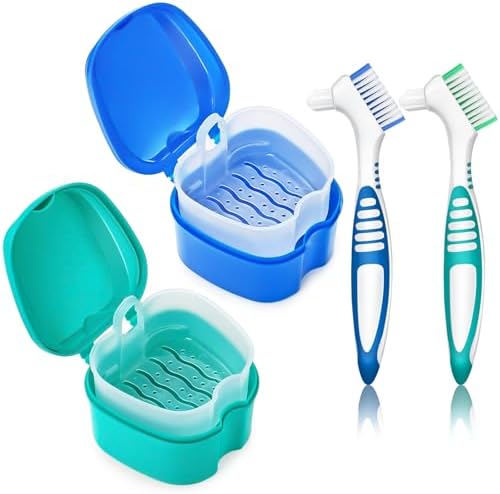 2 Pack Denture Bath Case Cup by EZEELAI