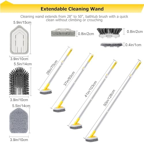Bathtub Cleaning Brush Long Handle, Shower Bathroom Cleaner Brush Scrubber - Image 5