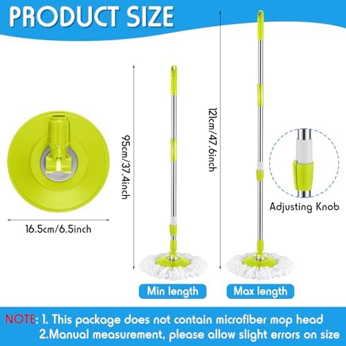Rtteri Spin Mop Replacement Handle, 360 Rotating Telescopic Pole - Image 2