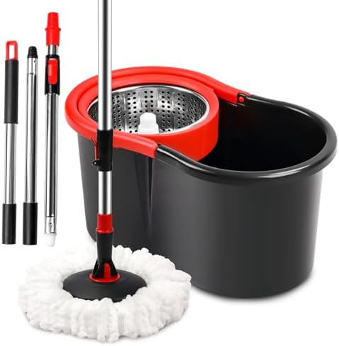 Spin Mop and Bucket with Wringer Set, 360° Mop and Bucket System with One by DAMGOLOZA