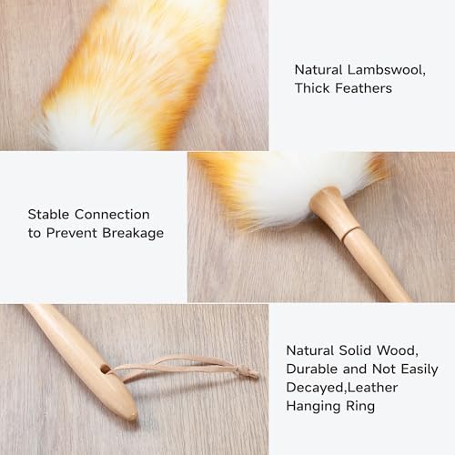 ONESIMUS 2 Pack Lambswool Dusters Fluffy Handheld Natural Feather Duster - Image 4