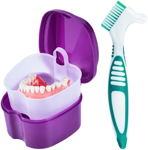 KISEER Purple Denture Bath Case Cup Box Holder Storage Container by KISEER