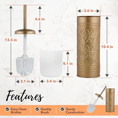 Autumn Alley Antique Gold Toilet Brush and Holder Set, Standing Toilet Brush - Image 4