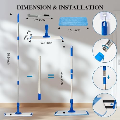 HONOVA 17.5" Microfiber Mop for Floor Cleaning - Image 3