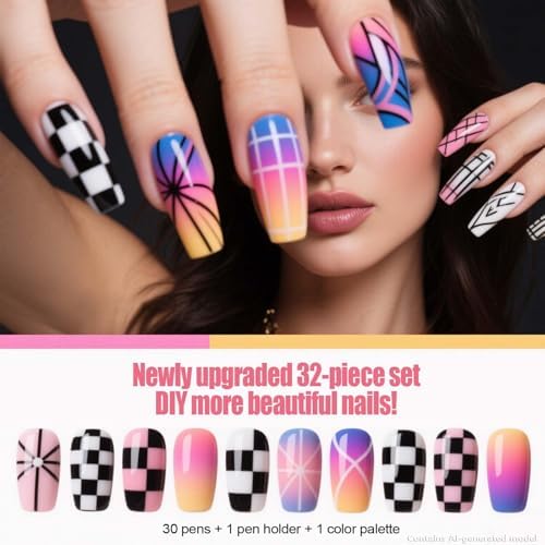 Artdone 32pcs Nail Art Brushes Tools Set Dotting Tools - Image 3