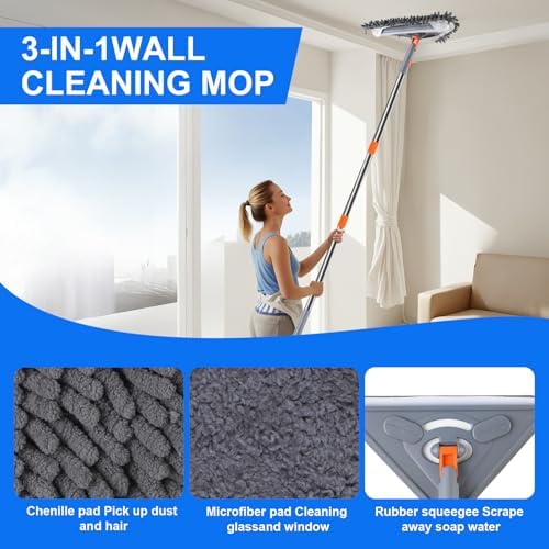 Wall Mop with 80 Inches Long Handle, Wall Cleaner Mop Tool - Image 2