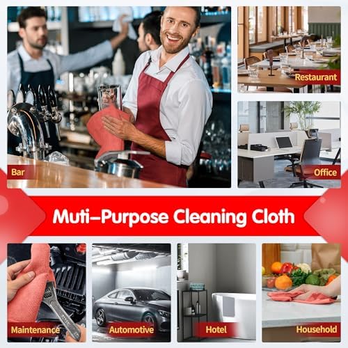 FIXSMITH Red Microfiber Cleaning Cloth -Pack of 8, Highly Absorbent Cleaning - Image 7