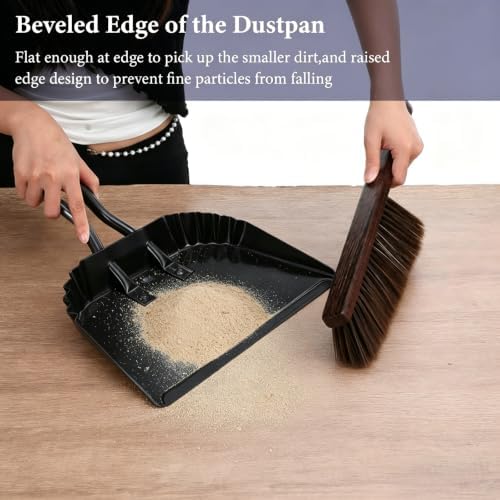 4Pcs Dust Pan and Brush Set, Heavy Duty Metal Dustpan - Image 3