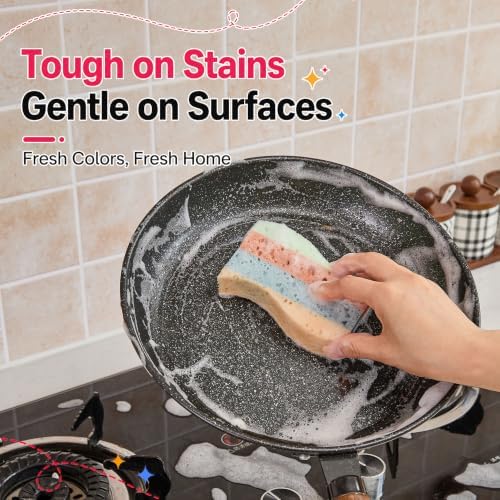 Color Kitchen Sponges Heavy Duty Kitchen Cleaning Scrubbing 5 Pack - Image 7