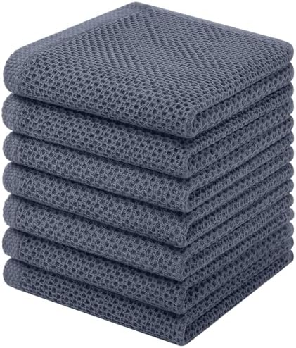 Homaxy 100% Cotton Waffle Weave Kitchen Dish Cloths, Dark Grey by Homaxy