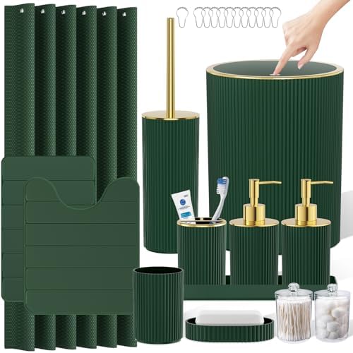 Dark Green Bathroom Accessories Set by LetUsMakeHomeYourFavoriteDestination