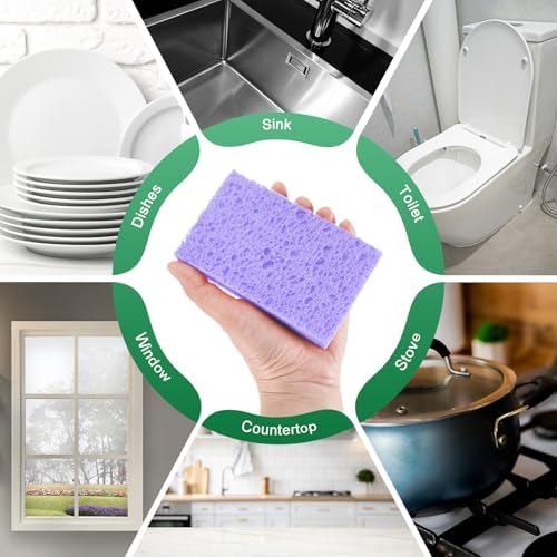 M METERXITY 6-Pack Kitchen Sponges, Condense Eco Cellulose Non-Scratch Scrub - Image 6