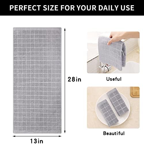 Homaxy 100% Cotton Terry Kitchen Towels, 4 Pack, Light Grey - Image 5