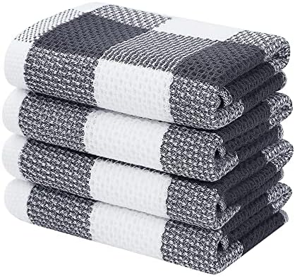 Homaxy Cotton Plaid 4 Pack Kitchen Towels by Homaxy