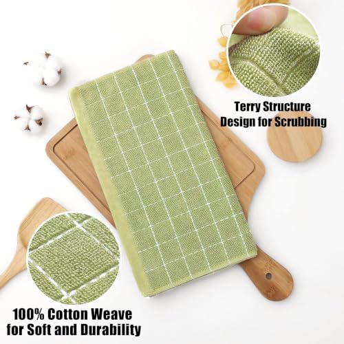 Homaxy 100% Cotton Terry Kitchen Dish Cloths, 6 Pack, Sage Green - Image 2