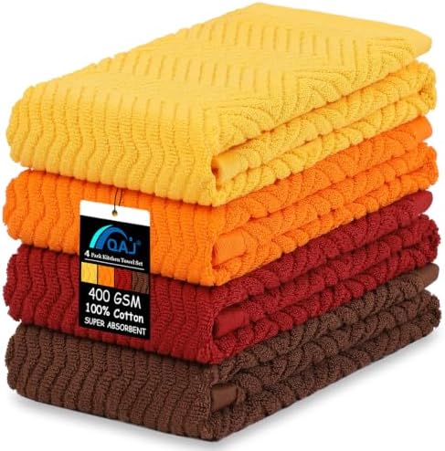 Premium Cotton Kitchen Towels Set, 4 Pack Super Absorbent Kitchen Hand Towels by Unknown