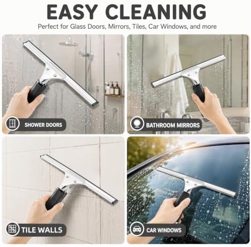 14'' Shower Squeegee for Glass Doors, Stainless Steel - Image 7