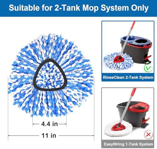 4 Pack Mop Replace Heads for 2 Tank System, Spin Mop Replacement Head, Fluffy - Image 2