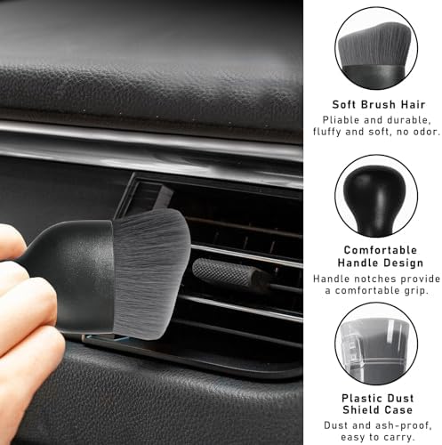 Dickno 2PCS Car Interior Dust Brush, Soft Scratch Free Auto Detailing Brushes - Image 3