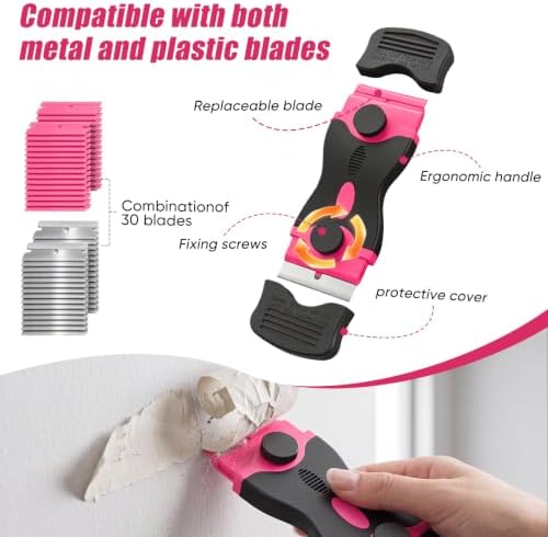 2 Pack Double-Ended Razor Blade Scraper, 30 Blades - Image 3