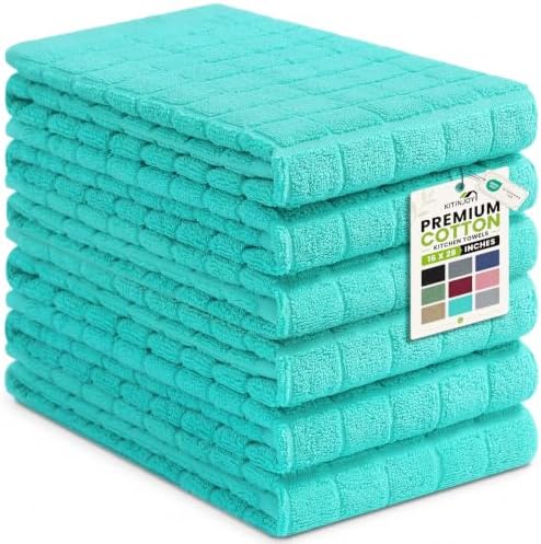Kitinjoy Premium Cotton Check Kitchen Towels 6 Pack by Kitinjoy