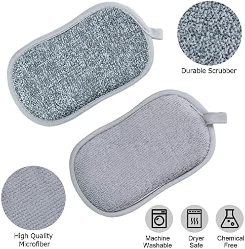 24 Pcs Reusable Scrub Sponges, Microfiber Washing Dish Scrubber - Image 2