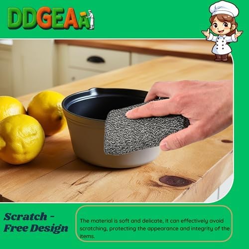 Heavy Duty Kitchen Sponges, 2 Pack Grey Non Scratch Cleaning Pads - Image 5