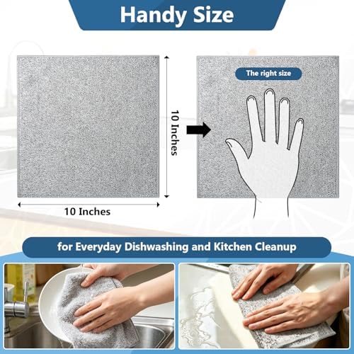 Kitchen Dish Cloths, 12 Pack, 10 x 10 Inches, Super Absorbent Microfiber Dish - Image 2